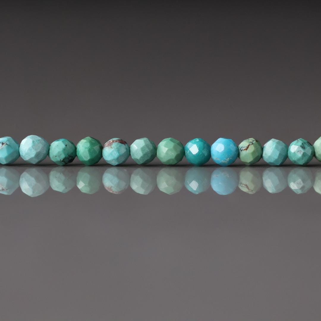 3mm Arizona Turquoise Faceted Beads 15" Blue Turquoise Genuine Gemstone Beads for Jewelry Making Beading Craft Gift December Birthstone