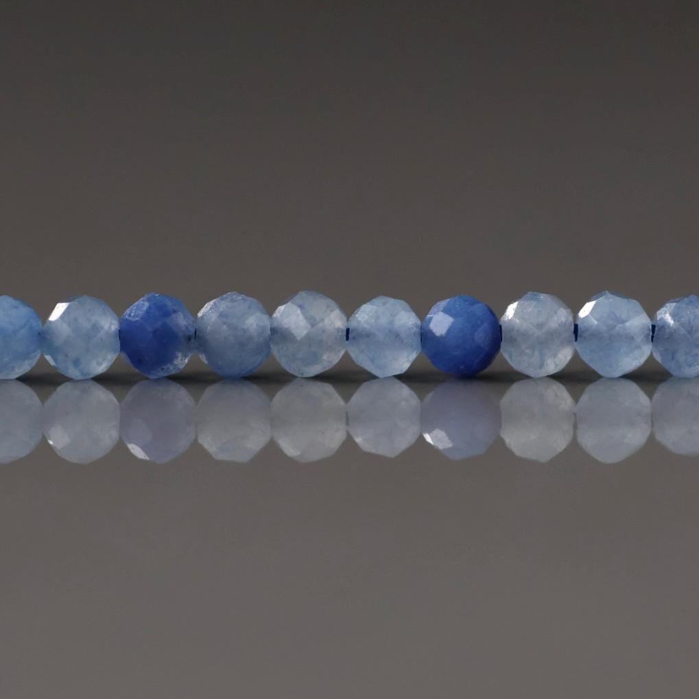 3mm Blue Aventurine Beads – Faceted Round Micro Gemstone 15" Strand