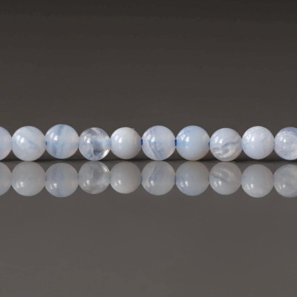 3mm Blue Lace Agate Beads – Smooth Round Micro Gemstone 15" Strand