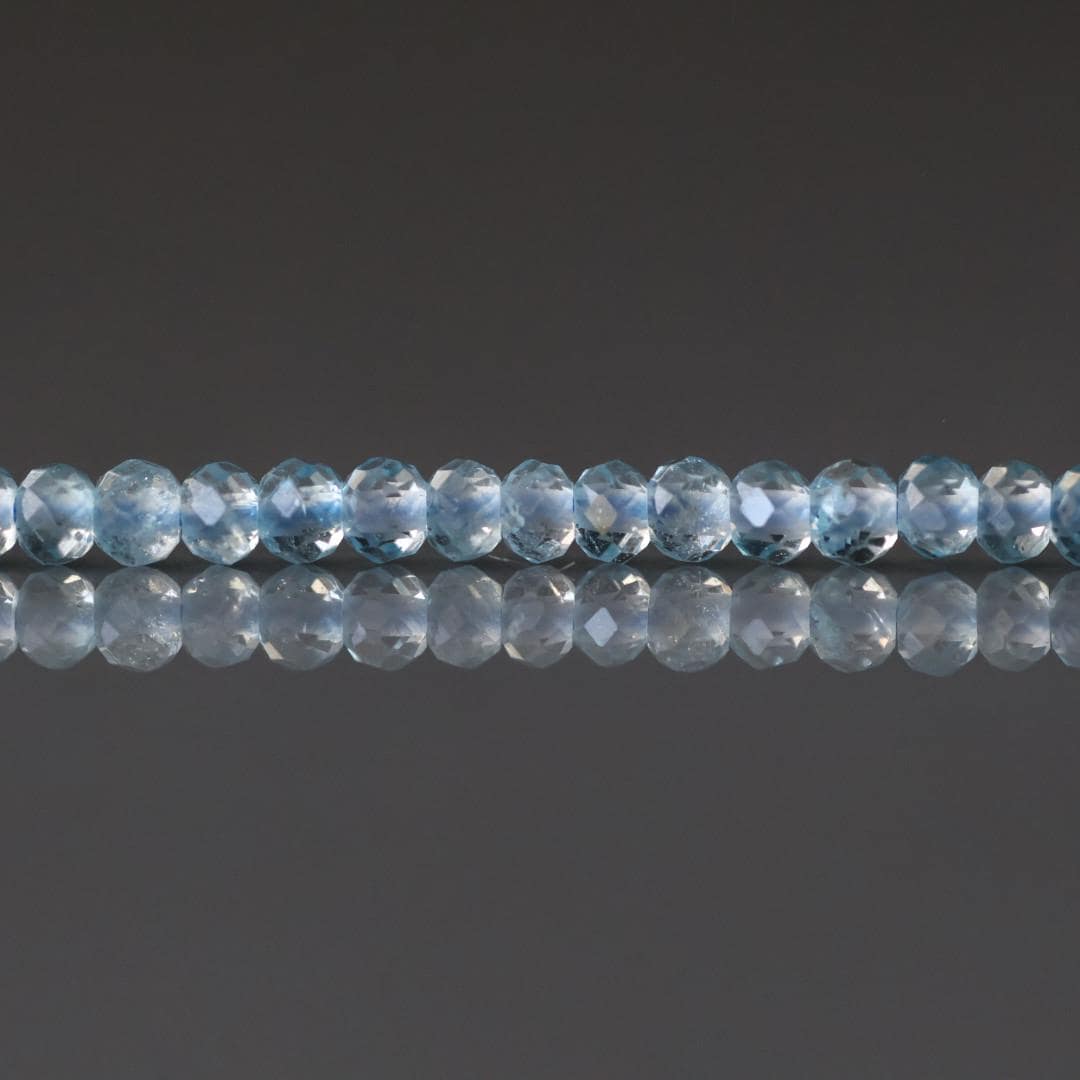3mm Blue Topaz Beads - Faceted Rondelle Micro Gemstone 15" Strand
