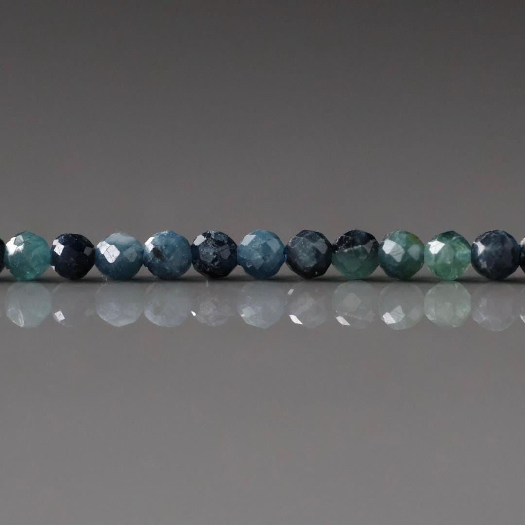 3mm Blue Tourmaline Beads – Faceted Round Micro Gemstone 15" Strand