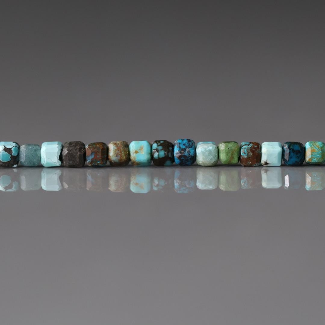 3mm Chrysocolla Cube Beads- Faceted Cube Natural Gemstone 15"