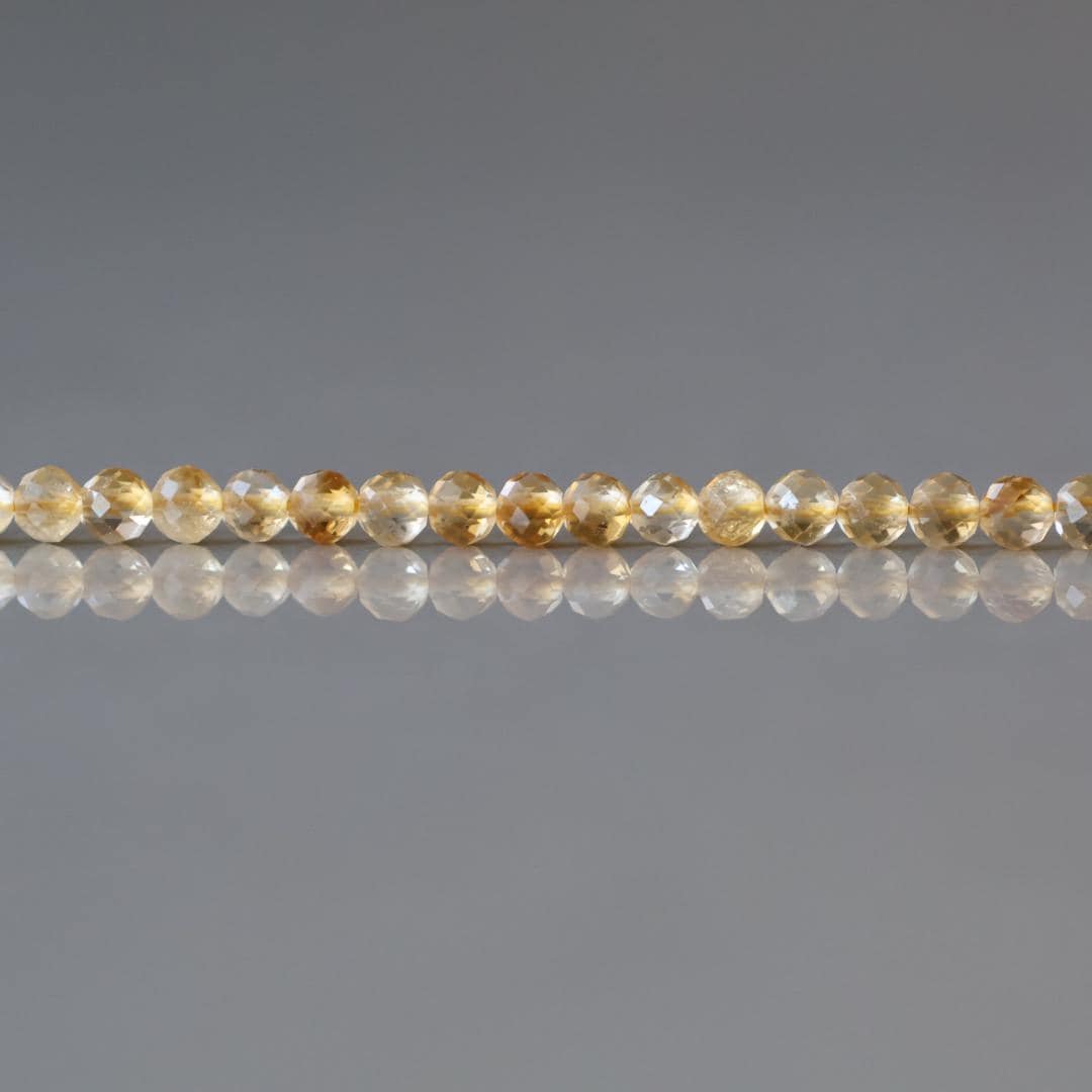 3mm Citrine Beads – Faceted Round Micro Gemstone 15" Strand