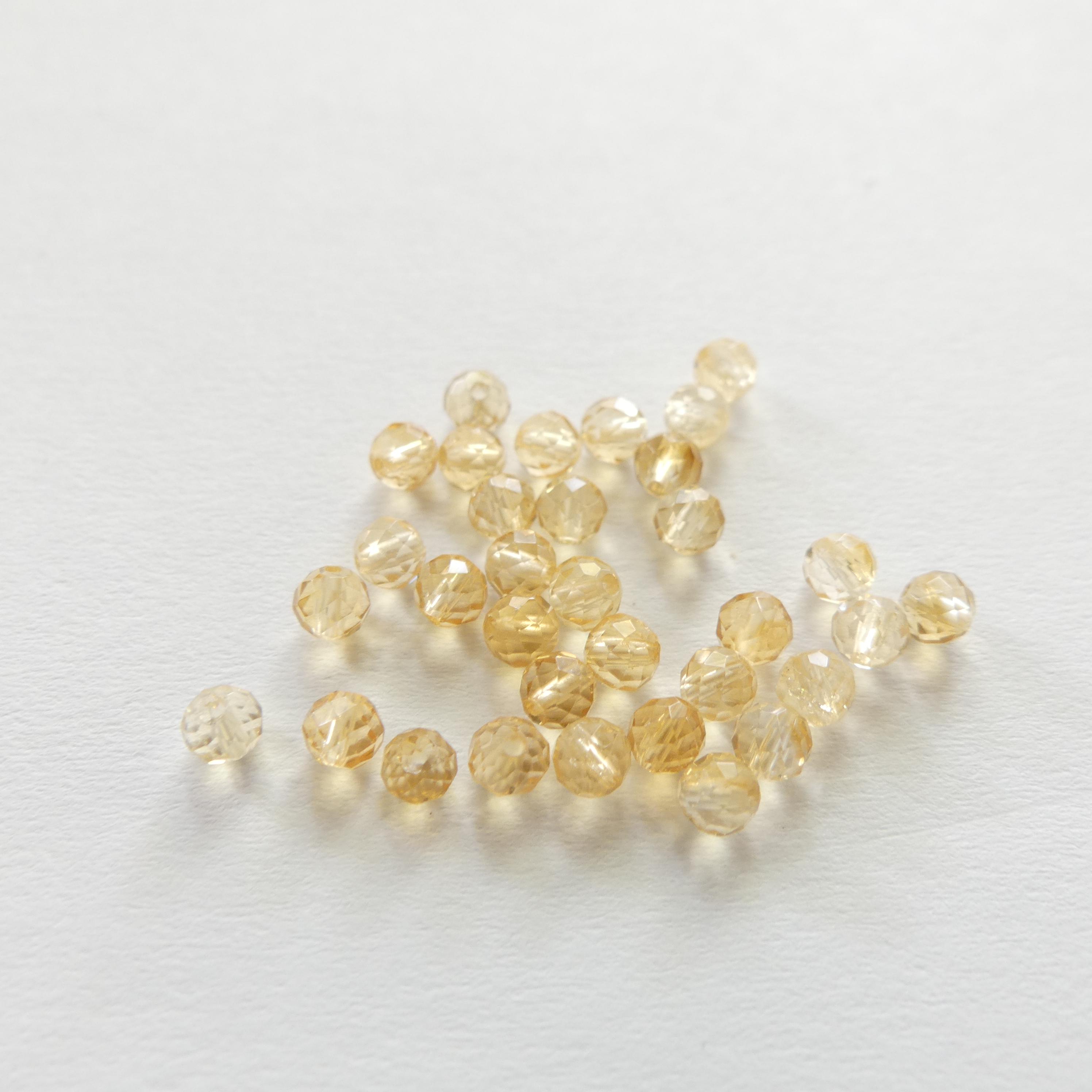 3mm Citrine Beads – Faceted Round Micro Gemstone 4" Strand