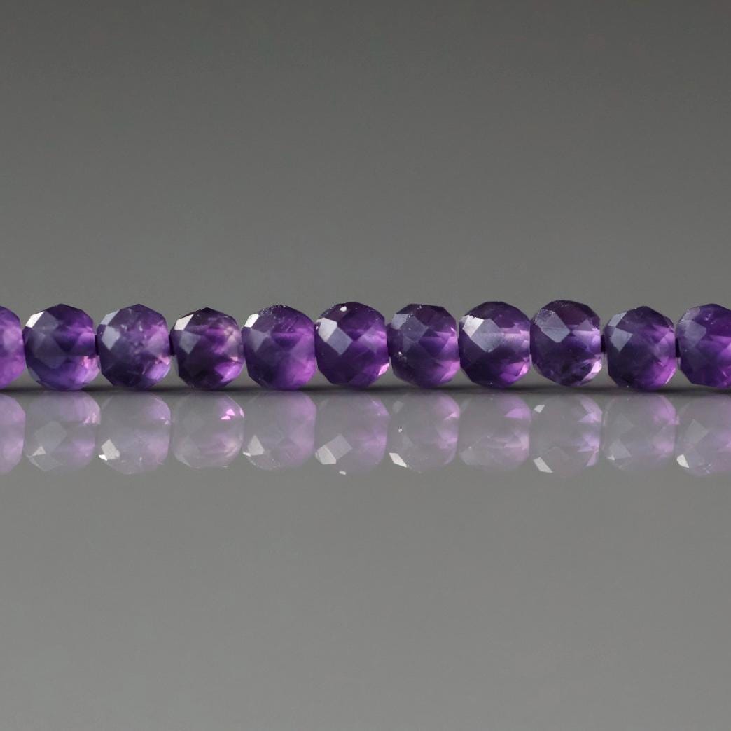 3mm Dark Amethyst Beads – Faceted Rondelle Micro Gemstone 12.5" Strand