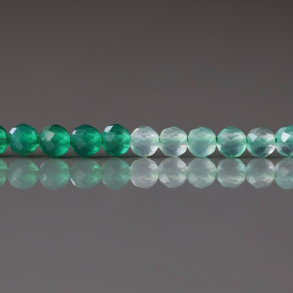 3mm Green Agate Beads – Faceted Round Micro Gemstone 15" Strand