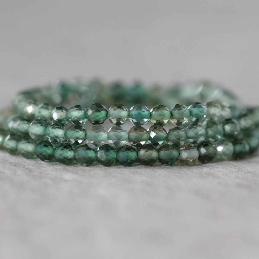 3mm Green Amethyst Beads – Faceted Round Micro Gemstone - 14 pcs