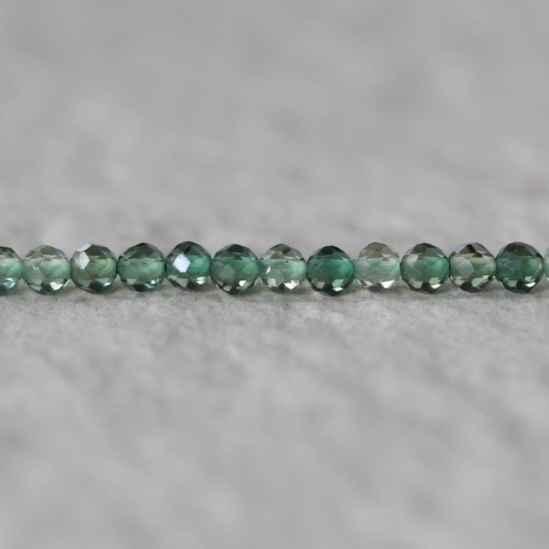 3mm Green Amethyst Beads – Faceted Round Micro Gemstone - 14 pcs