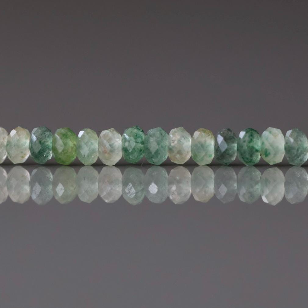 3mm Green Strawberry Quartz Rondelle Beads – Faceted Rondelle Micro Gemstone 15" Strand