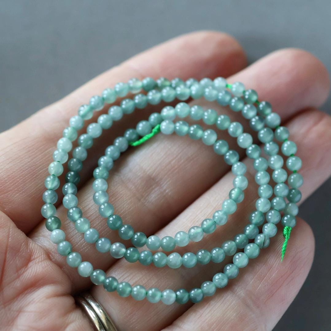 3mm Guatemala Jade Beads – Smooth Round Micro Gemstone 15" Strand