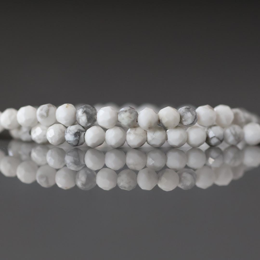 3mm Howlite Beads - Faceted Round Micro Gemstone 15" Strand