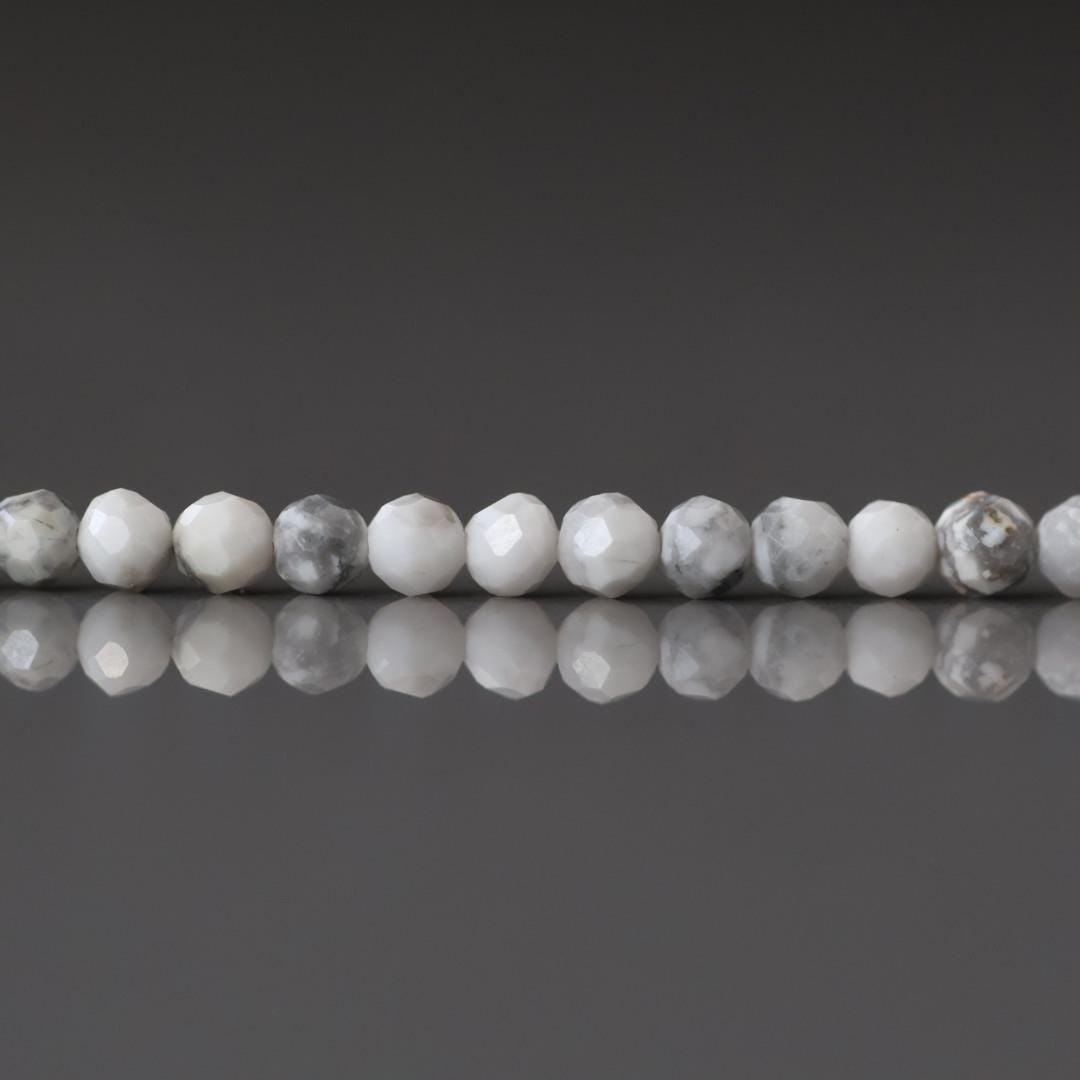 3mm Howlite Beads - Faceted Round Micro Gemstone 15" Strand