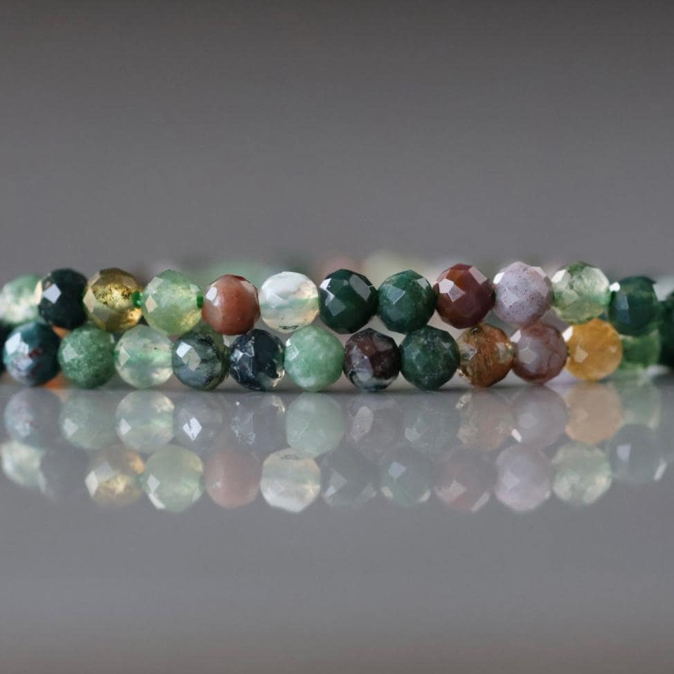 3mm Indian Agate Beads - Faceted Round Micro Gemstone 15" Strand