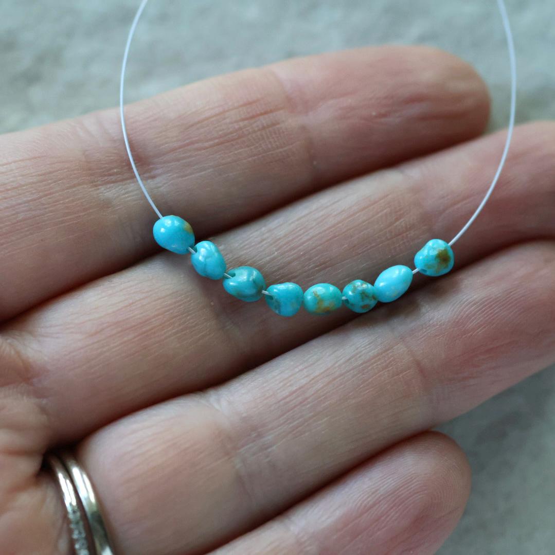 3mm Kingman Arizona Turquoise Beads – Smooth Tiny Nuggets Natural Gemstone
