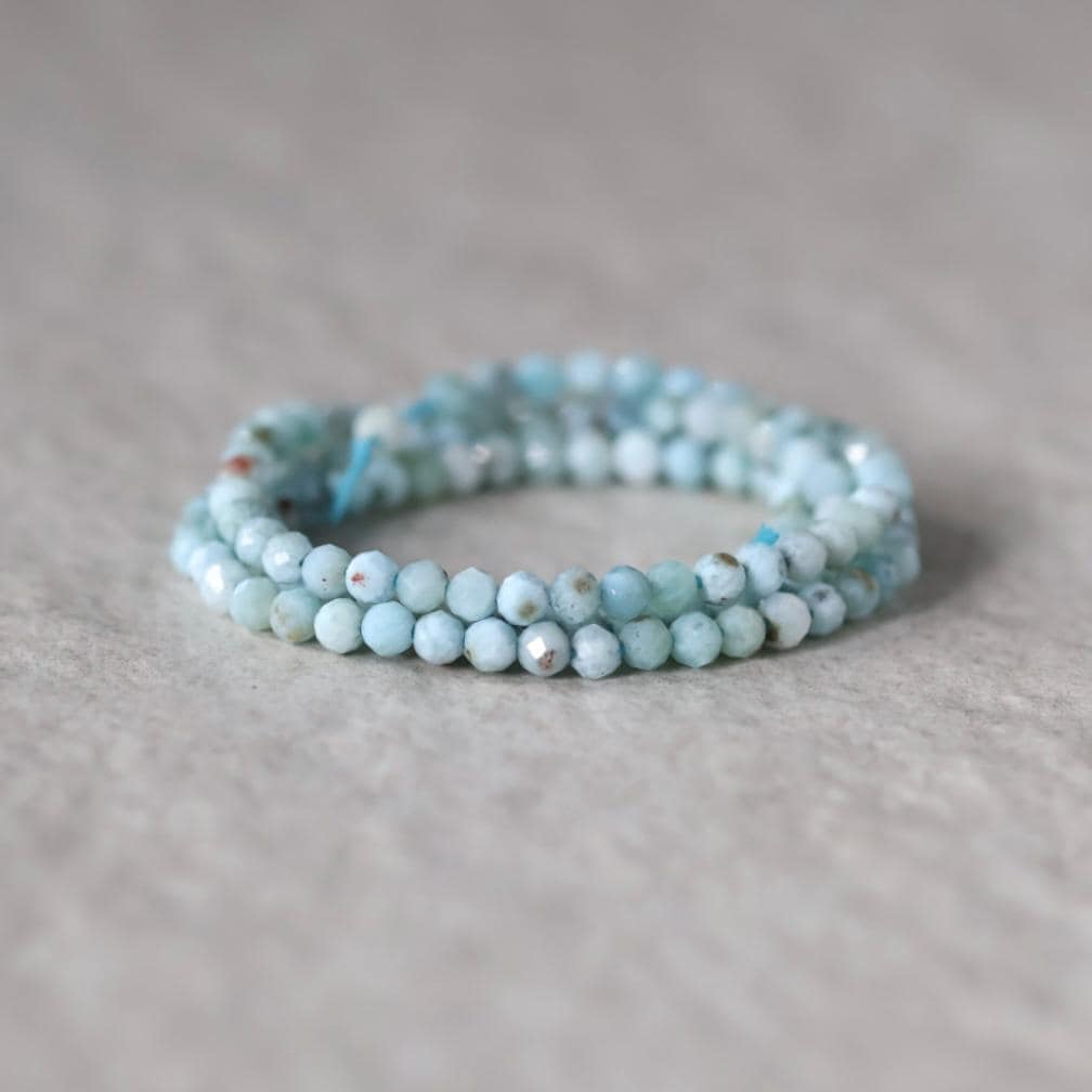 3mm Larimar Beads – Faceted Round Micro Gemstone 15" Strand