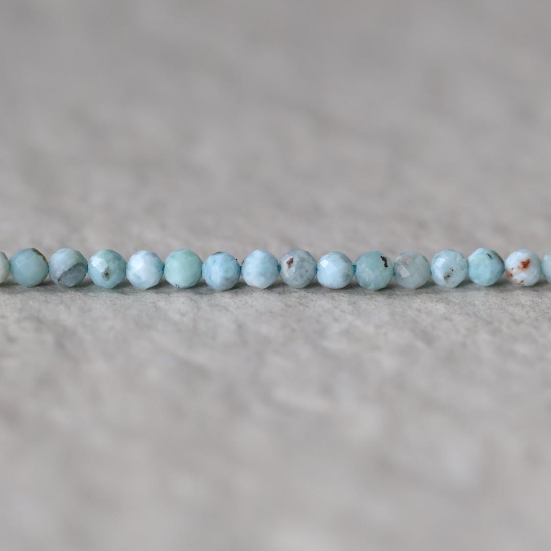 3mm Larimar Beads – Faceted Round Micro Gemstone 15" Strand