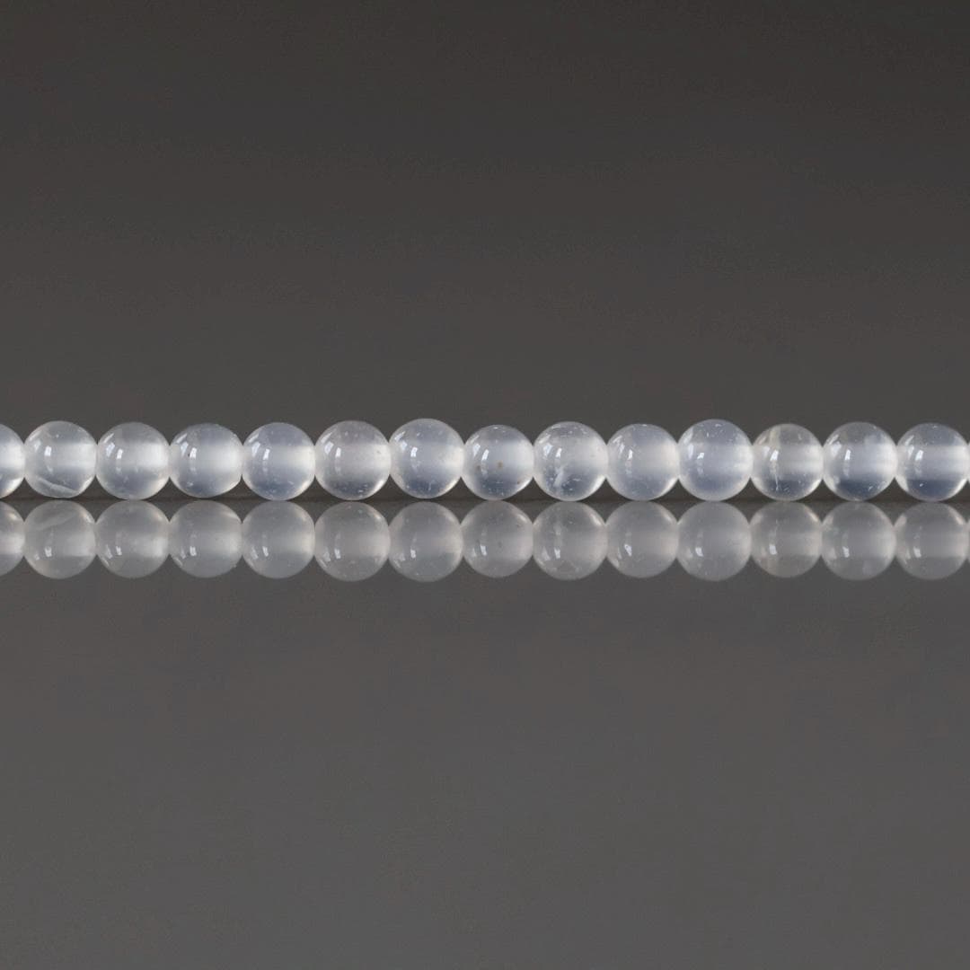 3mm Milky White Agate Beads - Smooth Round Micro Gemstone 15" Strand