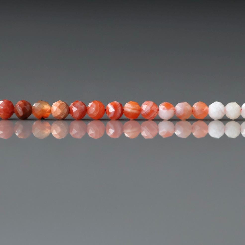 3mm Moroccan Red Agate Beads – Faceted Round Micro Gemstone 15" Strand