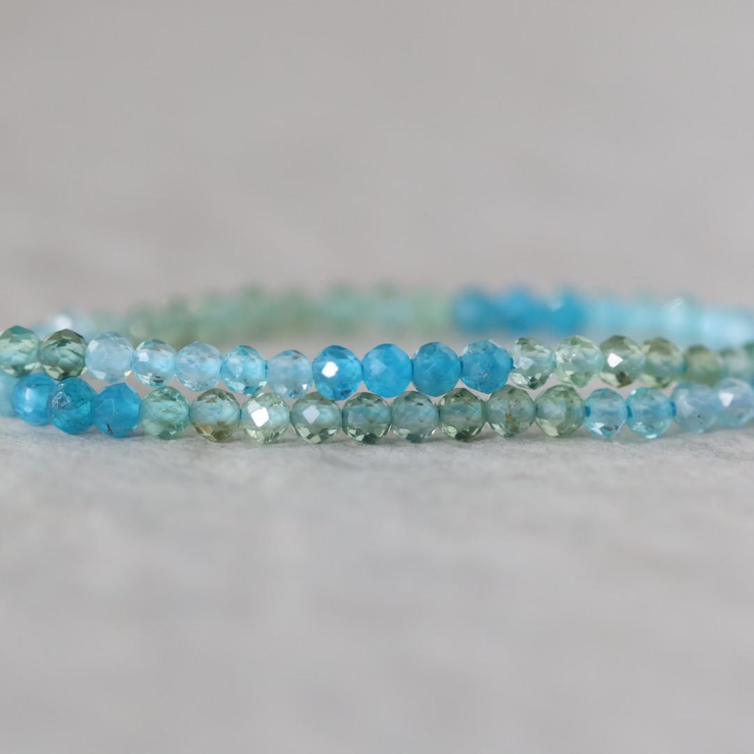 3mm Multi Color Apatite Beads – Faceted Round Micro Gemstone 15" Strand