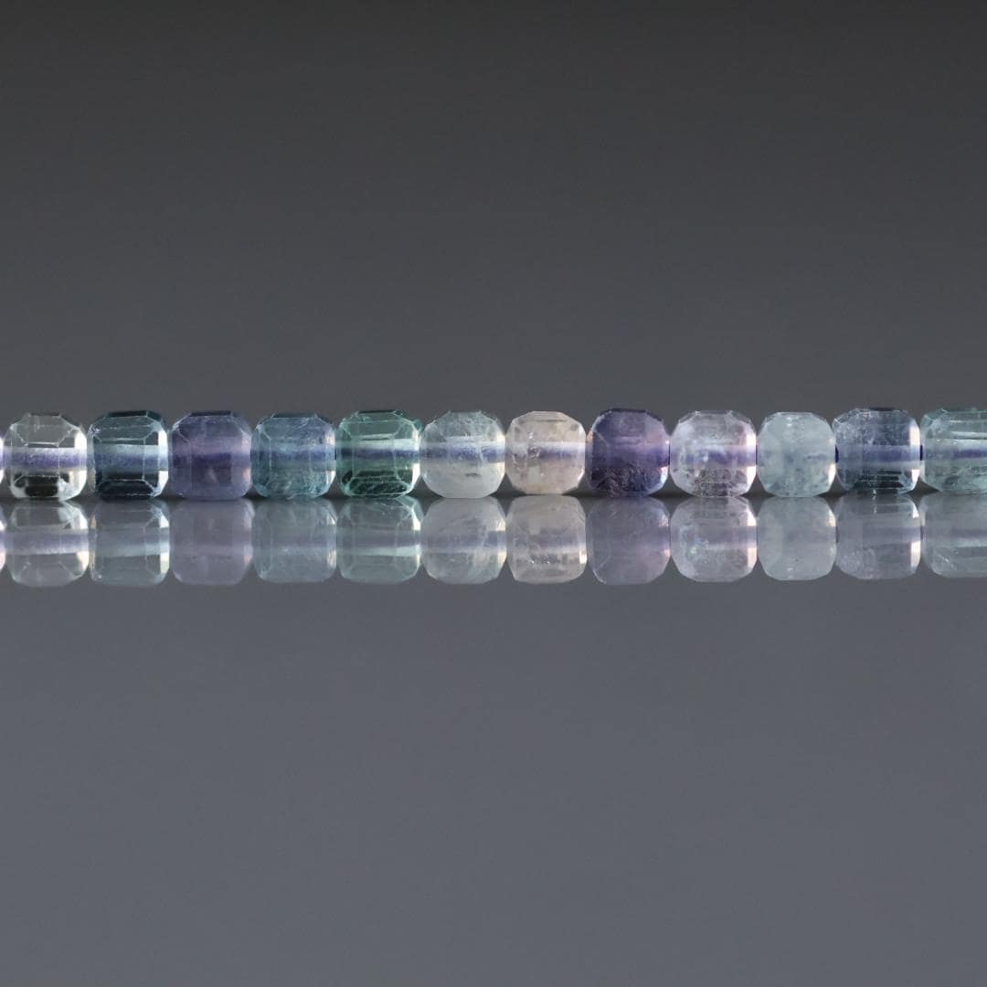 3mm Multi Fluorite Beads – Faceted Cube Micro Gemstone 15" Strand