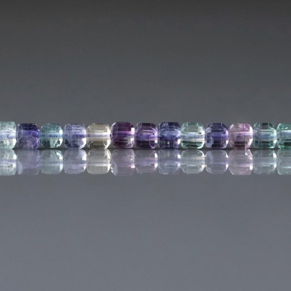 3mm Multi Fluorite Beads – Faceted Cube Micro Gemstone 15" Strand