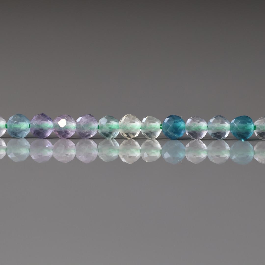 3mm Multi Fluorite Beads – Faceted Round Micro Gemstone 15" Strand