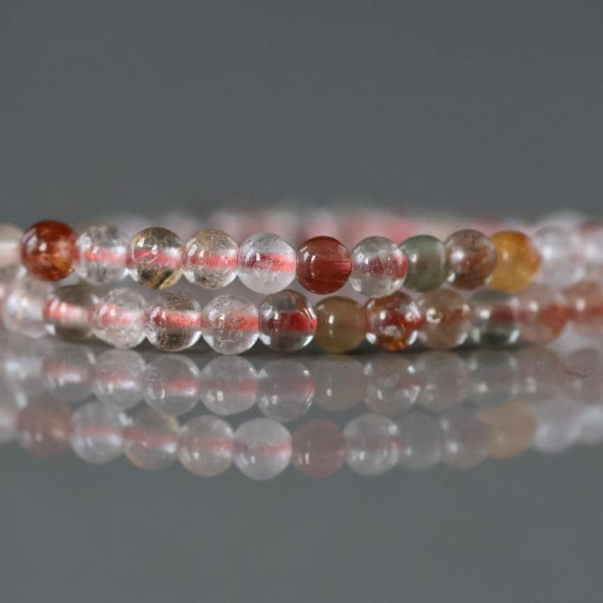 3mm Multi Rutilated Quartz Beads – Smooth Round Micro Gemstone 15" Strand