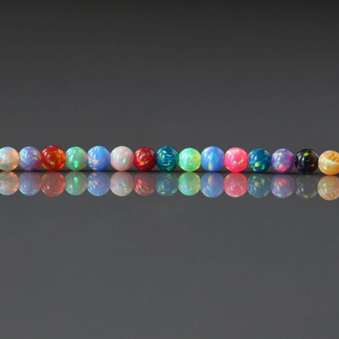 3mm Multicolor Opal Beads - Round Smooth Lab Gemstone