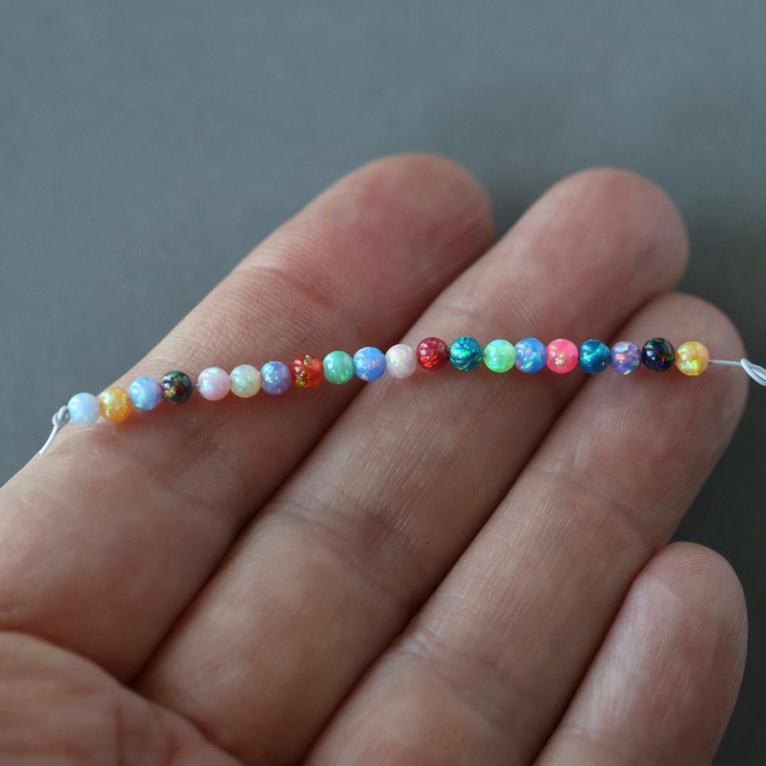 3mm Multicolor Opal Beads - Round Smooth Lab Gemstone