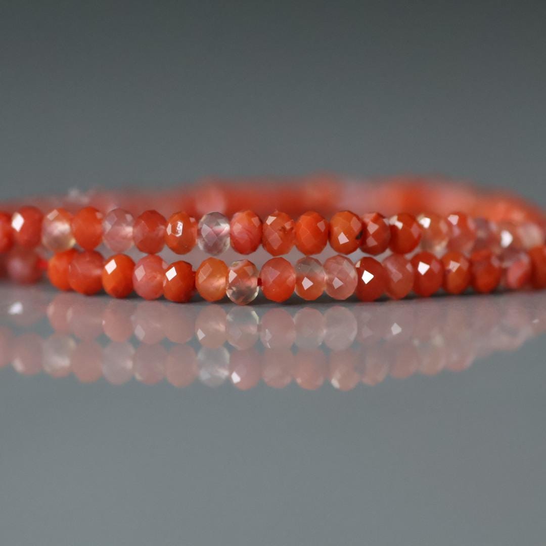 3mm Natural Carnelian Beads - Faceted Rondelle Natural Gemstone 12.5"