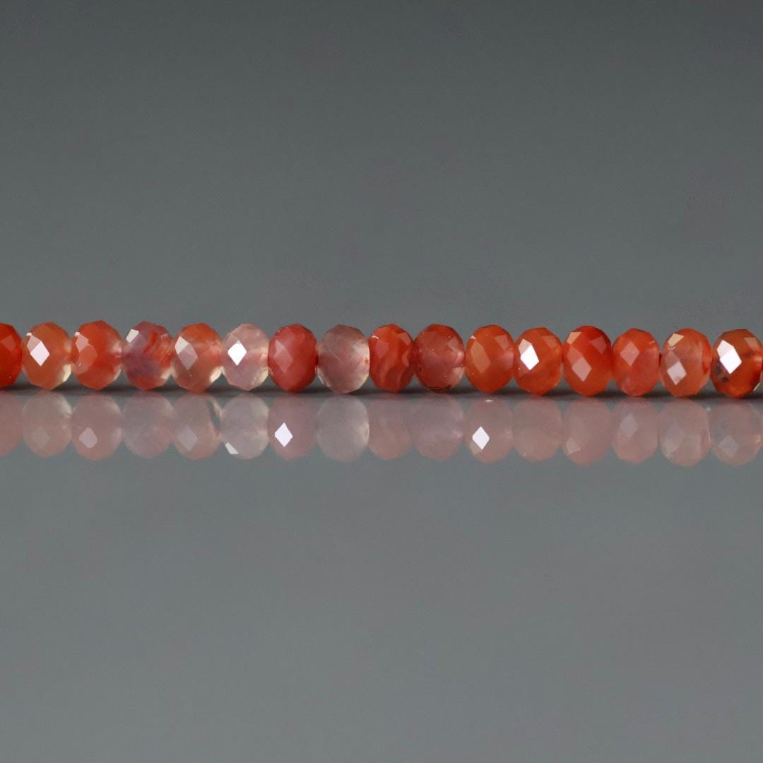 3mm Natural Carnelian Beads - Faceted Rondelle Natural Gemstone 12.5"