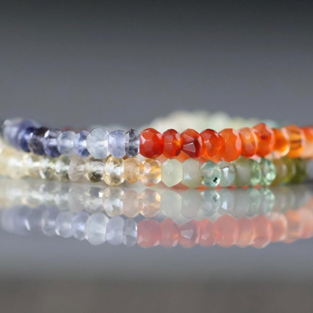 3mm Natural Multi Gemstone Beads - Hand Faceted Rondelle Gemstone 12.5" Strand
