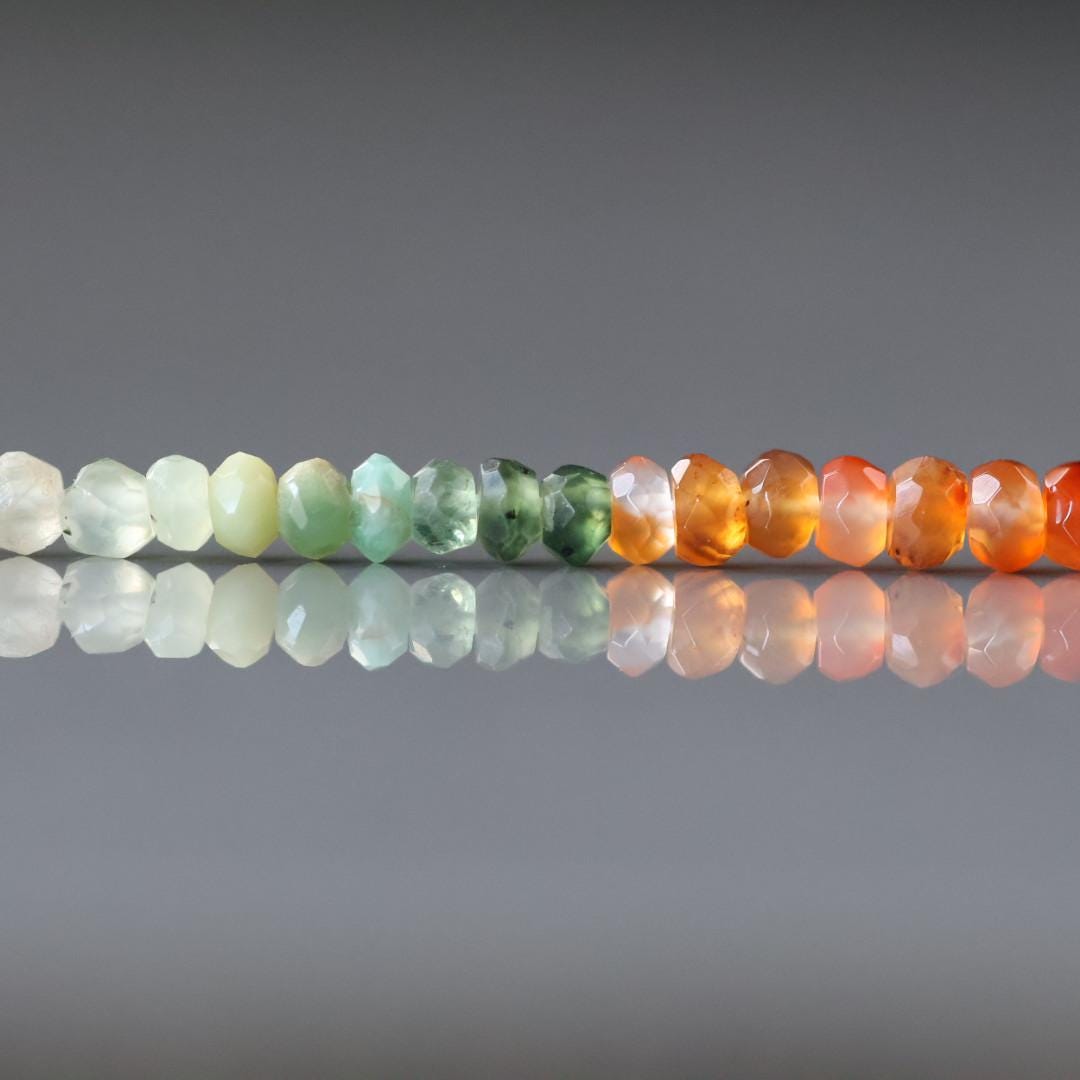 3mm Natural Multi Gemstone Beads - Hand Faceted Rondelle Gemstone 12.5" Strand