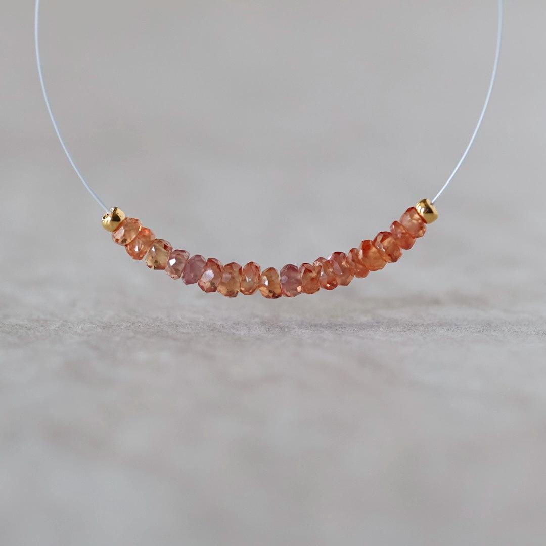 3mm Natural Padparadscha Sapphire Rondelle Beads Faceted 1” Genuine Orange Sapphire Gemstone For DIY Jewelry Making September Birthstone