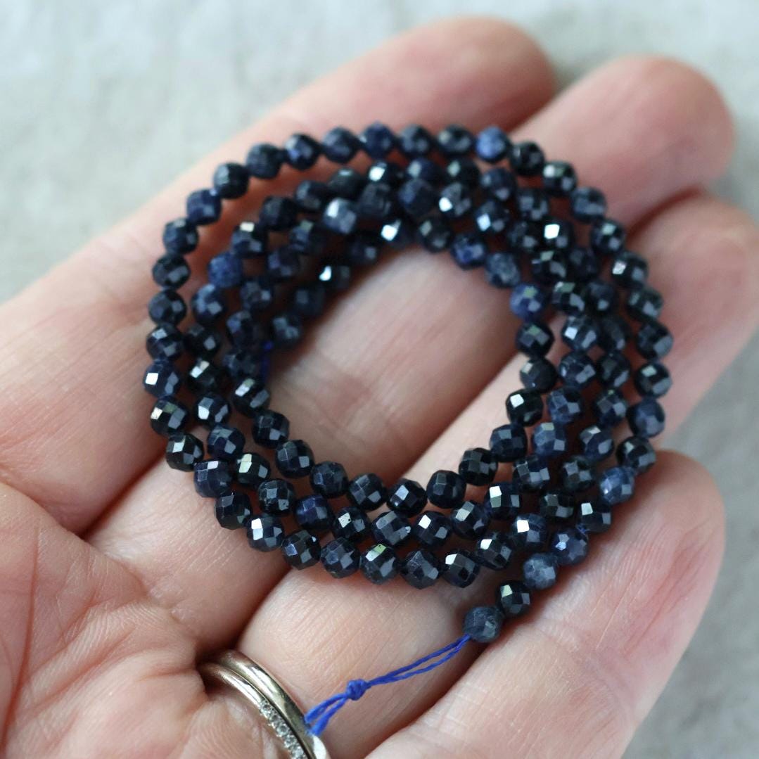 3mm Natural Sapphire Beads - Faceted Round Micro Gemstone