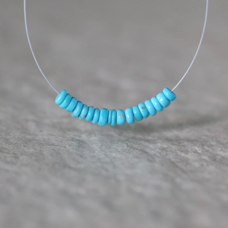 3mm 3.5mm Natural Sleeping Beauty Turquoise Rondelle Beads Smooth 1” Gemstone Beads DIY Jewelry Making December Birthstone