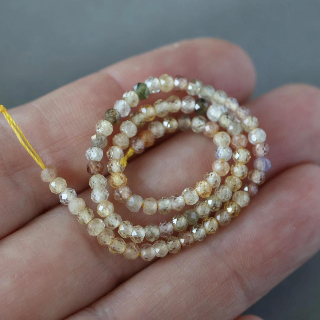 3mm Natural Zircon Beads – Faceted Rondelle Micro Gemstone 7" Strand