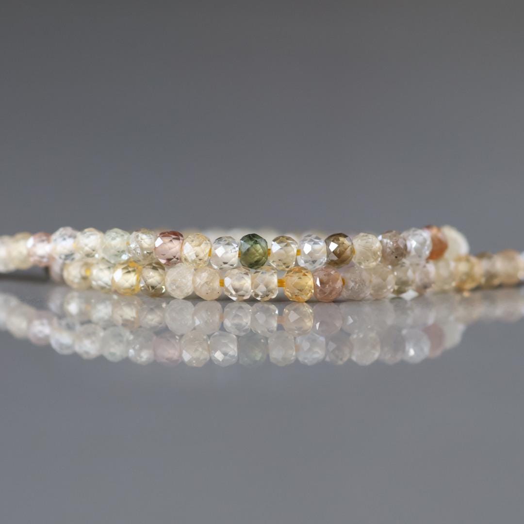 3mm Natural Zircon Beads – Faceted Rondelle Micro Gemstone 7" Strand
