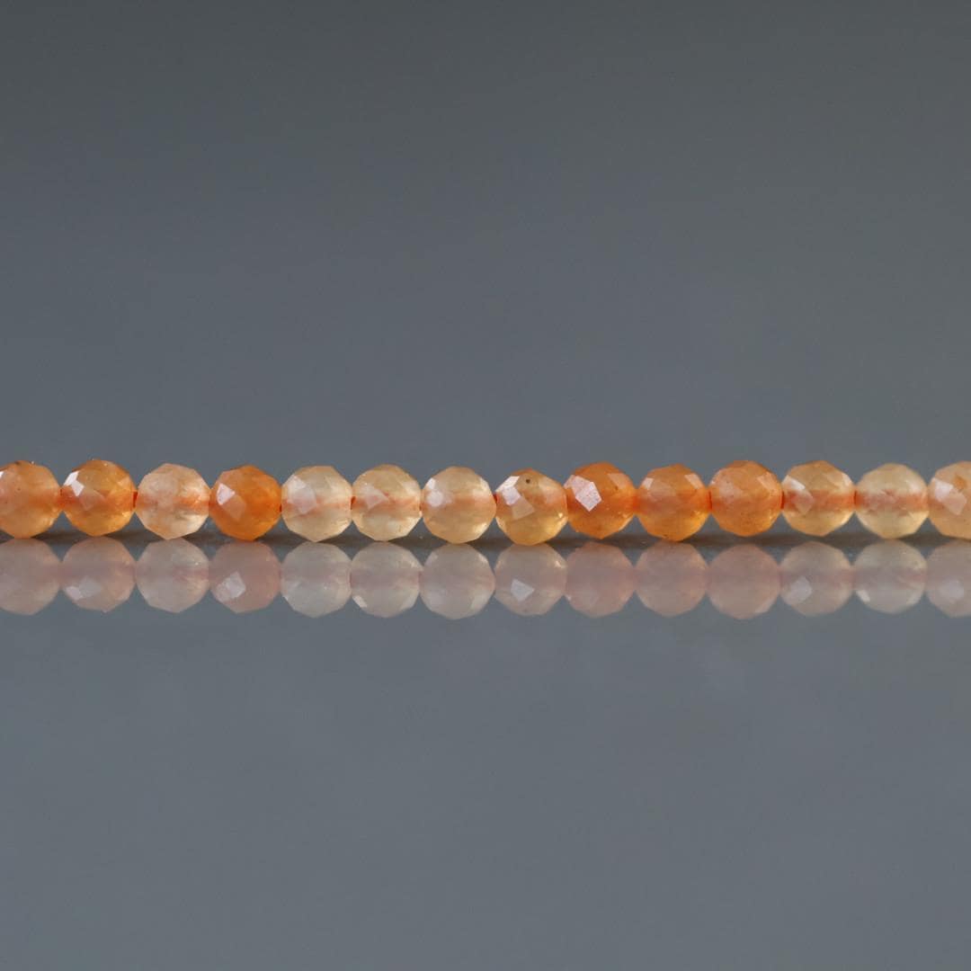3mm Orange Aventurine Beads – Faceted Round Micro Gemstone 15" Strand