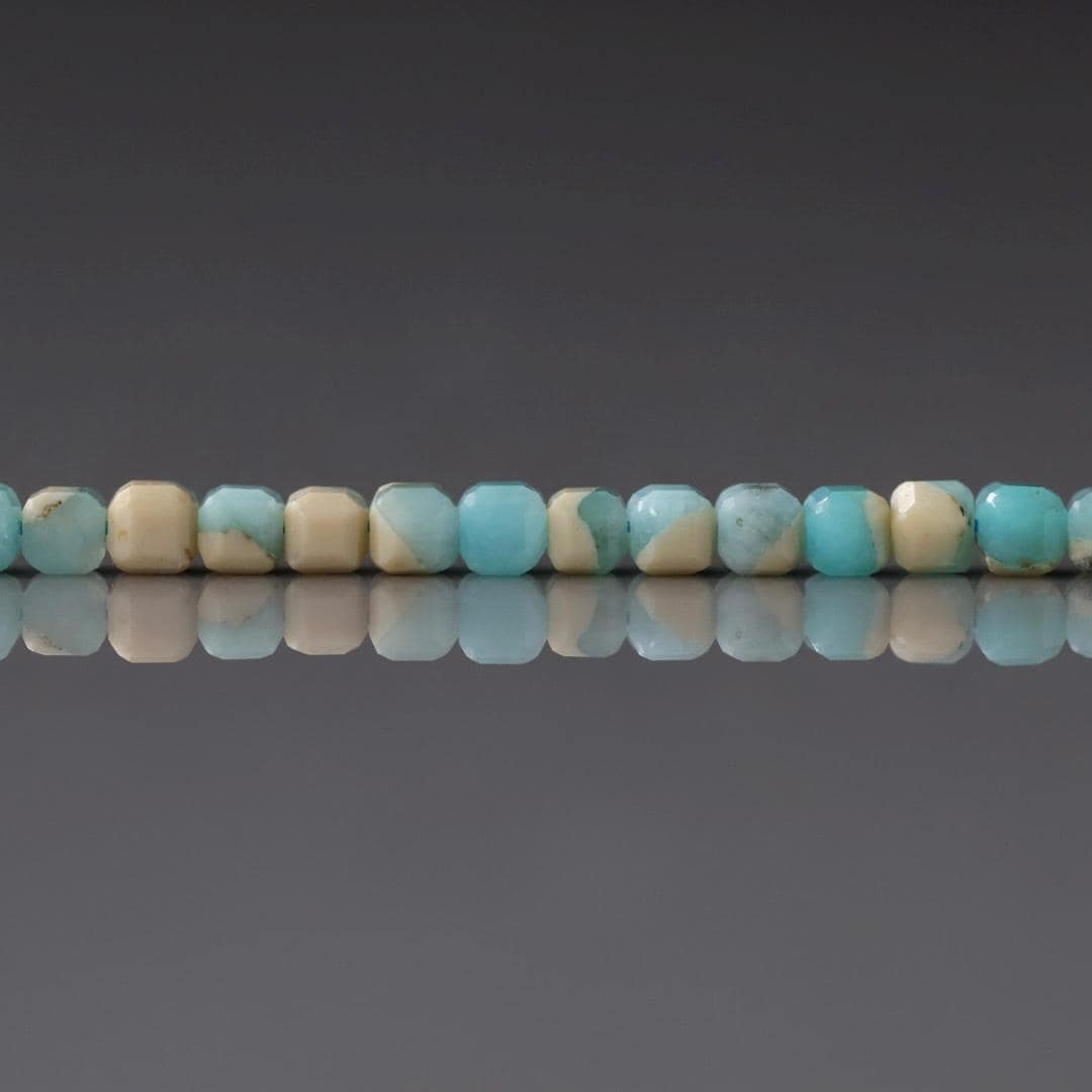 3mm Peruvian Amazonite Cube Beads – Natural Gemstone 15" Strand