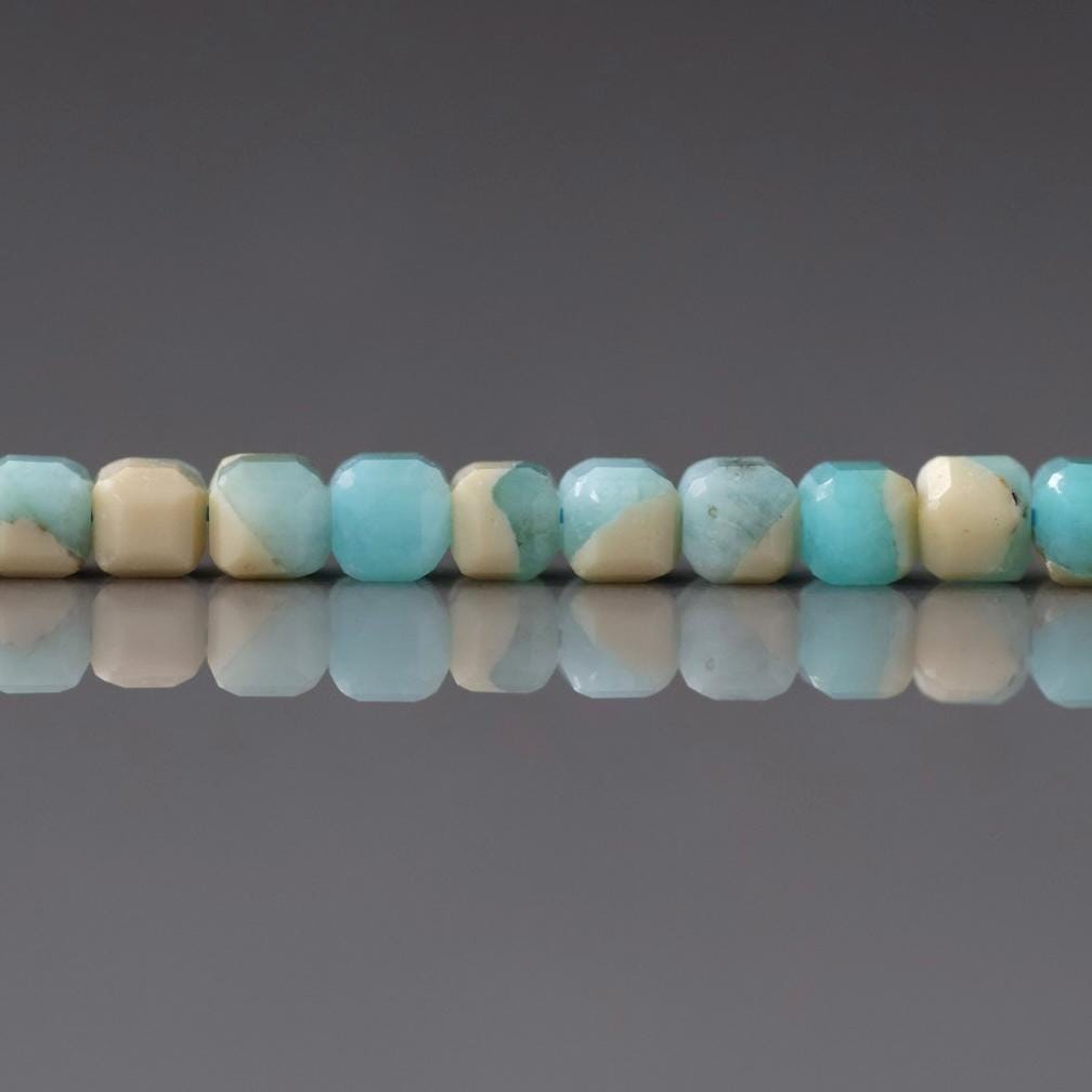3mm Peruvian Amazonite Cube Beads – Natural Gemstone 15" Strand