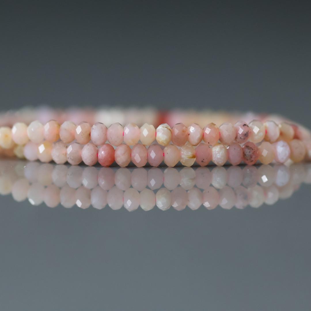3mm Peruvian Pink Opal Faceted Rondelle Beads 15"
