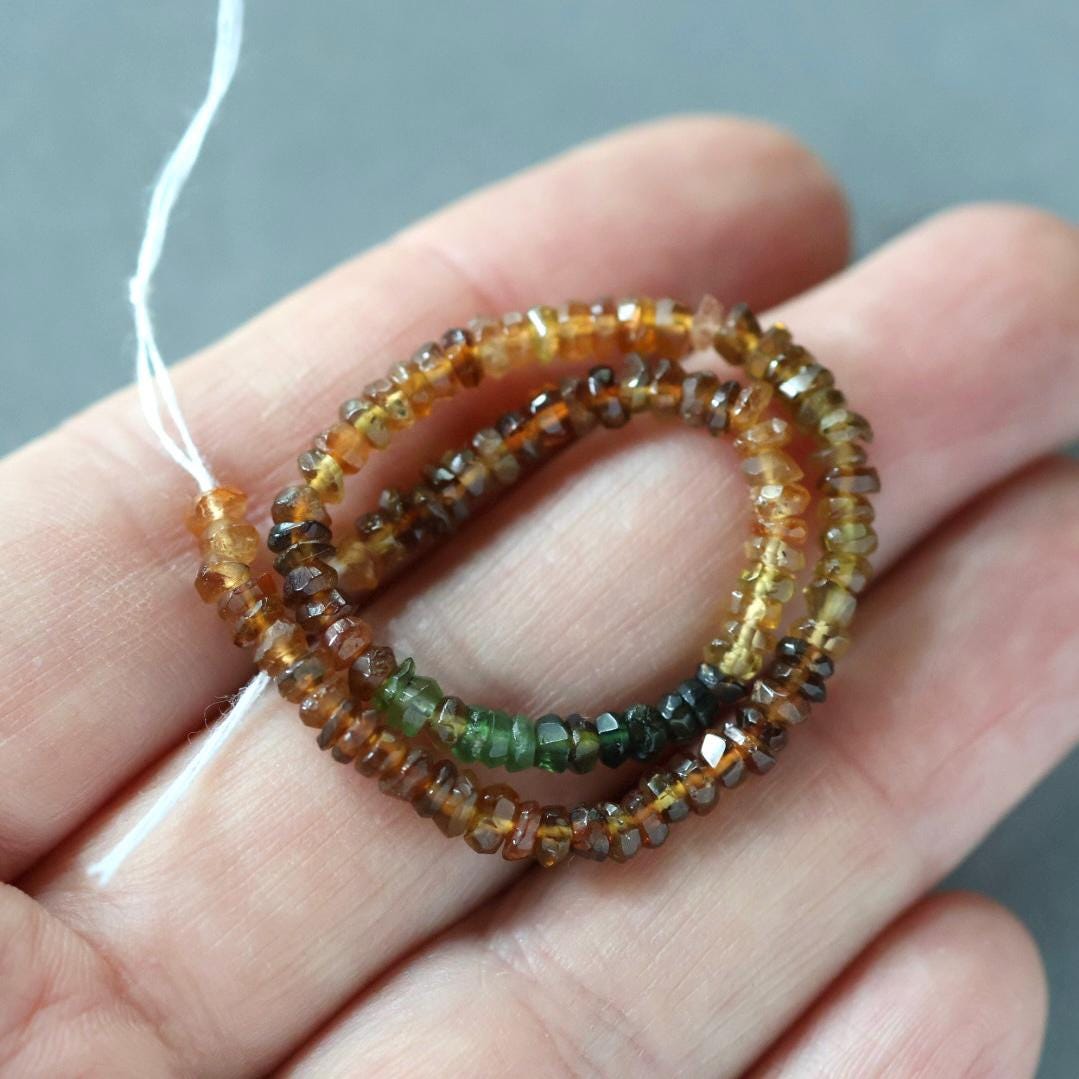3mm Petro Tourmaline Beads – Hand Faceted Rondelle Natural Gemstone 7"