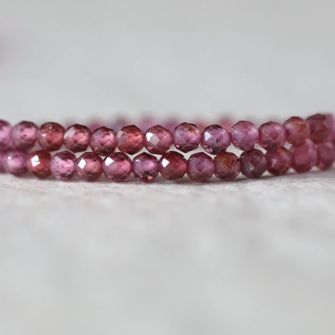 3mm Pink Garnet Beads Faceted Round Malaya Garnet 7” Natural Gemstone Beads for DIY Jewelry Making Earrings Necklace