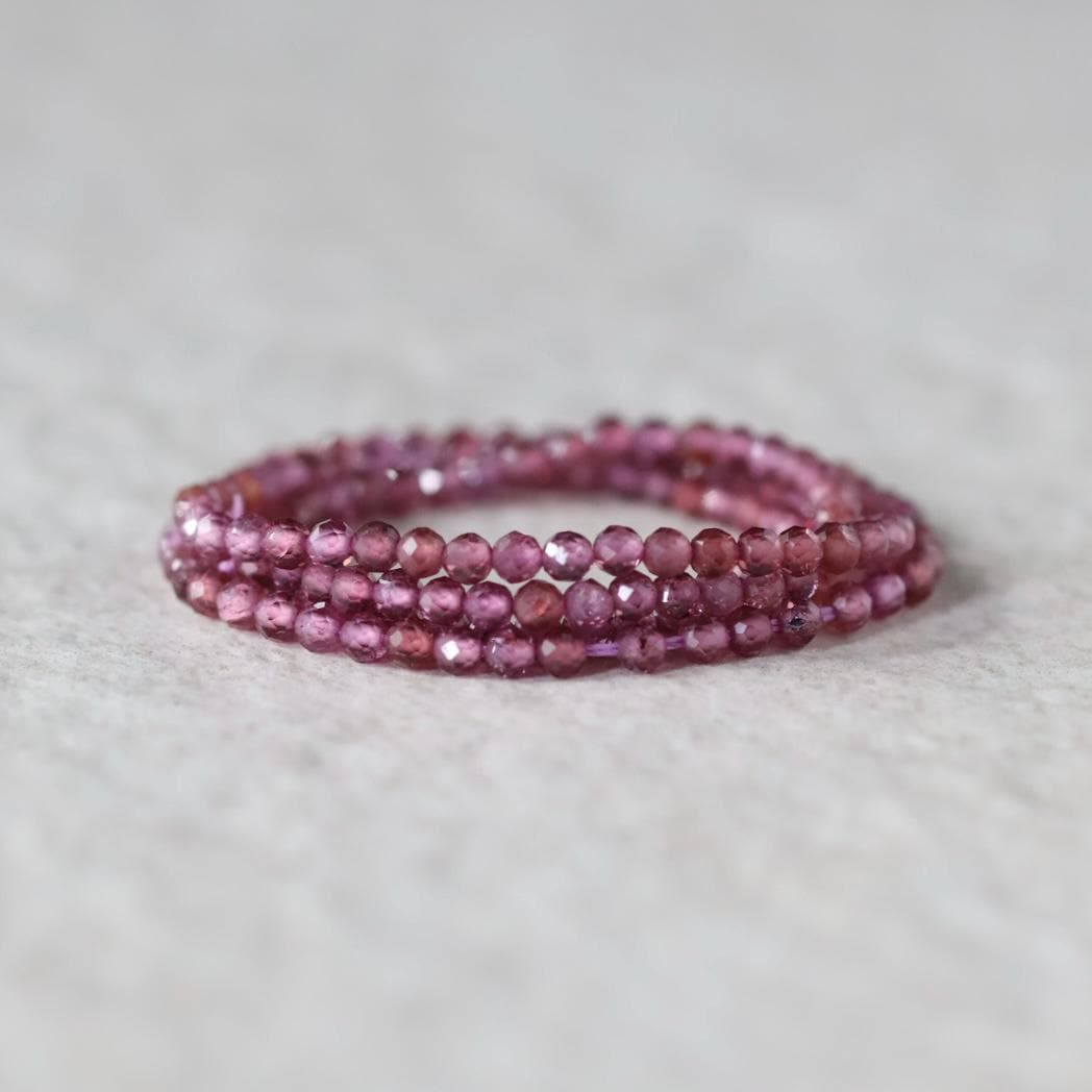 3mm Pink Garnet Beads Faceted Round Malaya Garnet 7” Natural Gemstone Beads for DIY Jewelry Making Earrings Necklace