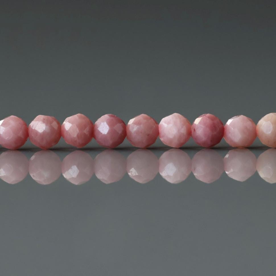 3mm Pink Petrified Wood Jasper Beads – Faceted Round Micro Gemstone 15" Strand