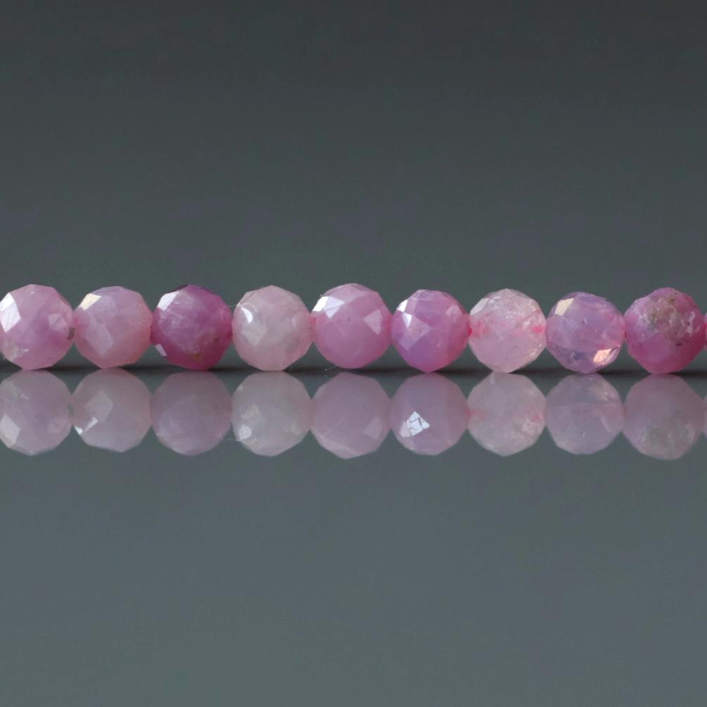 3mm Pink Ruby Beads – Faceted Round Micro Gemstone 15" Strand