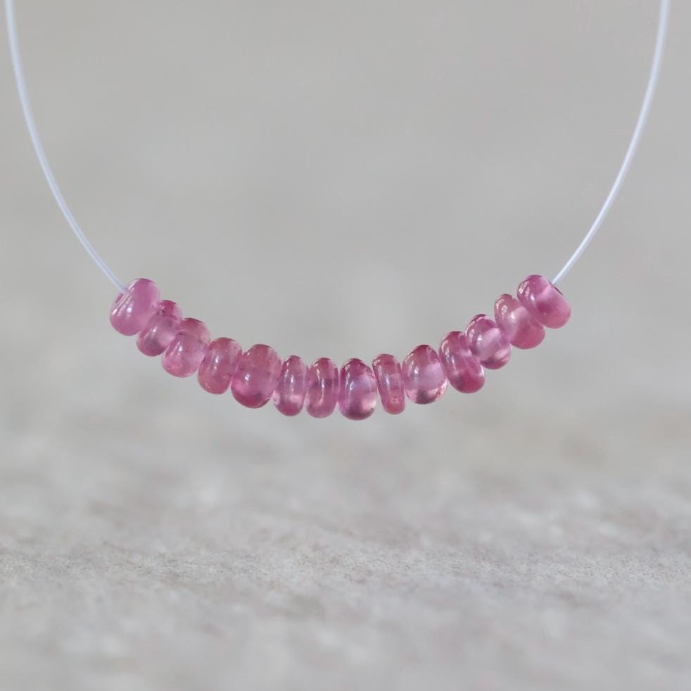 3mm Pink Sapphire Beads - Smooth Rondelle Micro Gemstone 10 Pcs