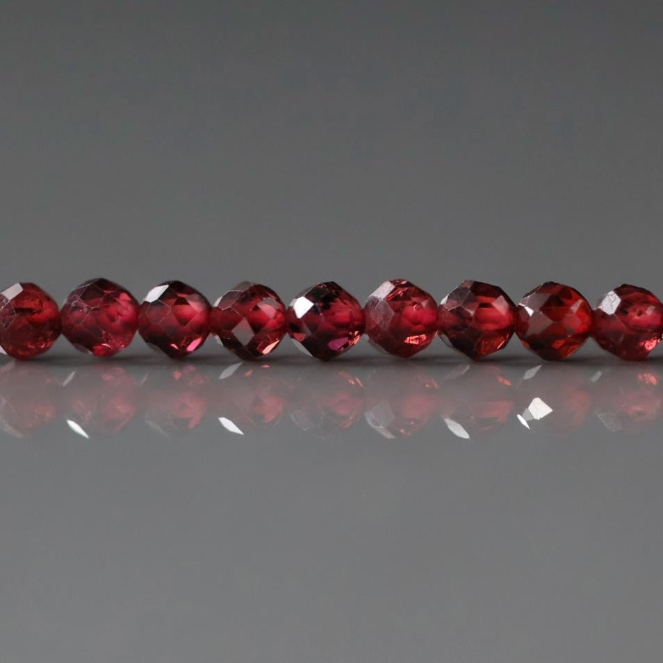 3mm Pyrope Garnet Beads – Faceted Round Micro Gemstone 15" Strand