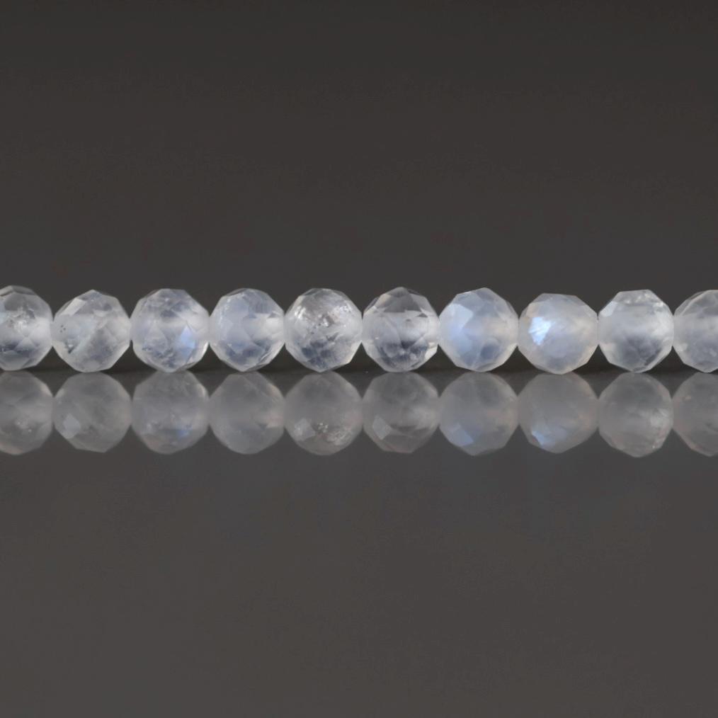 3mm Rainbow Moonstone Beads - Faceted Round Micro Gemstone 15" Strand